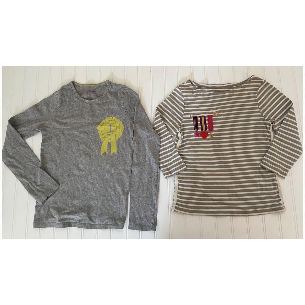 2‎ Mini Boden T Shirts Tops Gray Brown Cream #1 - Size Girl's 11/12